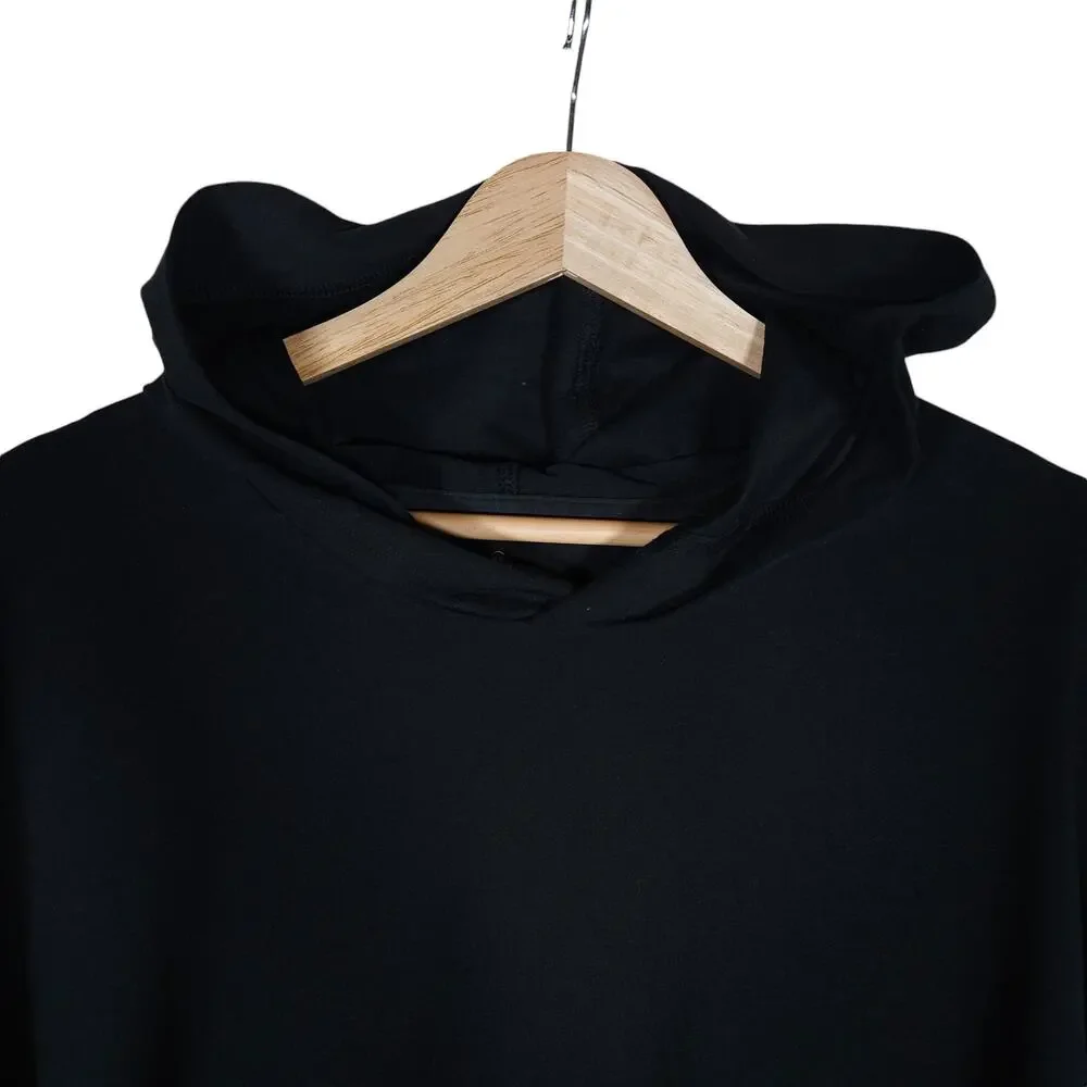 Gilly Hicks GO Womens Hoodie Medium Black Cropped Relaxed Fit Pullover Open Back - Picture 5 of 11